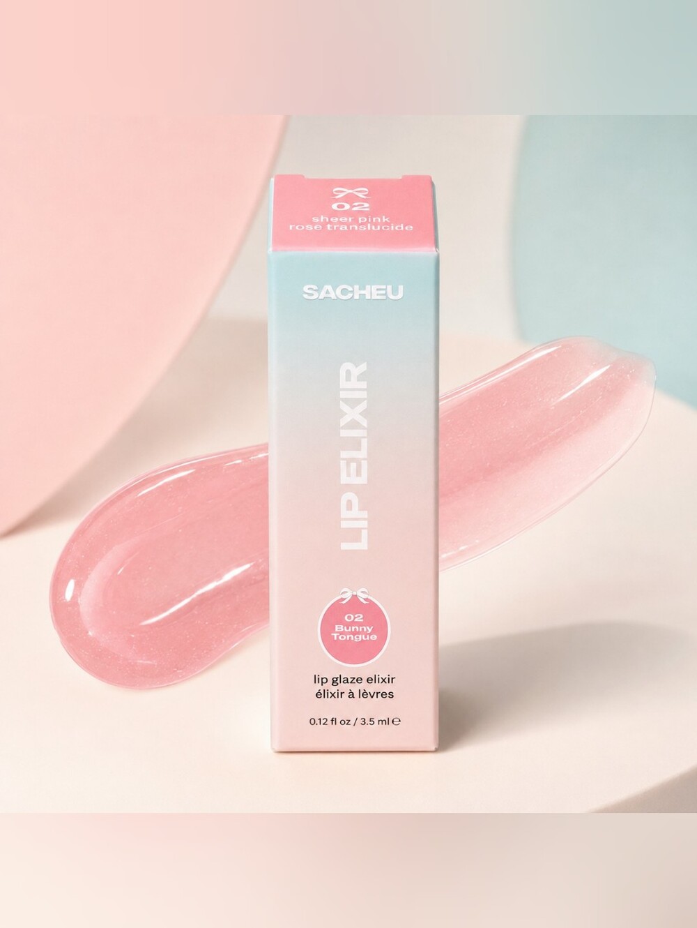 SACHEU Lip Glaze Elixir 02 Bunny Tongue Sheer Pink 3.5ml New